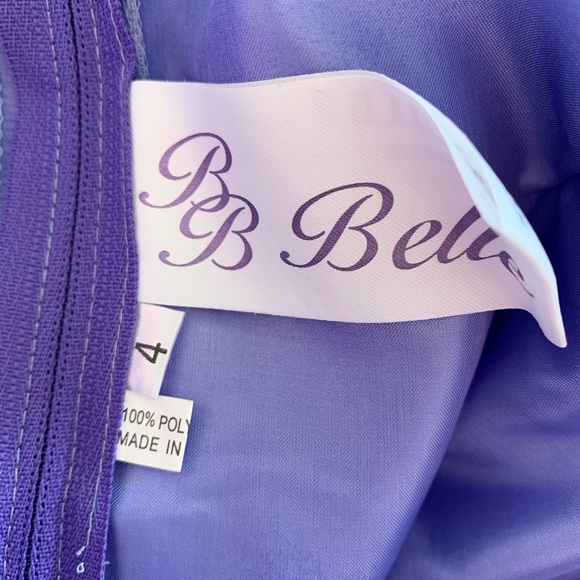 Periwinkle Modest Knee-Length Prom Dress - Picture 3 of 5